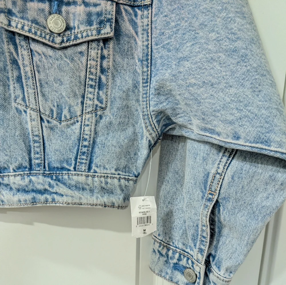 NWT Gap Teen Cropped Denim Jacket | Pink Acid Wash | Size M (8-9)